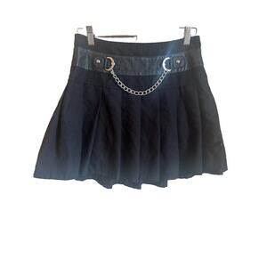 Royal Bones Skirt Womens Small Daang Goodman Black Pleated Mini Chain Punk Goth